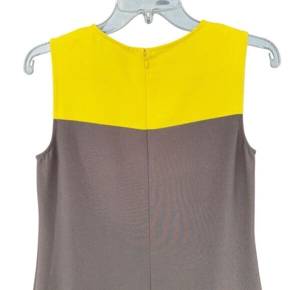 LOFT Yellow Gray Black ClorBlock Layered Mini Shift Dress Sleeveless Women Sz 2 - Picture 6 of 9